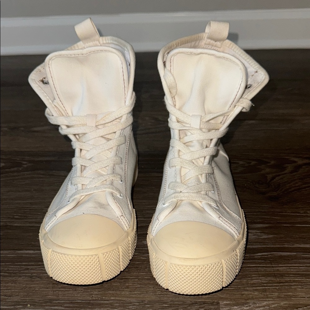 High-Top Cream Sneakers
